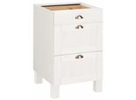 Unterschrank Home Affaire "Oslo", Beige (Cremefarben), B:50Cm H:83Cm T:57Cm, Massivholz, SchräNke, Unterschrank, 50 Cm Breit, Ohne Arbeitsplatte, 3 Schubladen