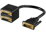 Goobay 68740 Cavo Adattatore Dvi, Placcato Oro, 0,1 M, Nero - DVI-D Maschio Dual-Link (24+1 Pin) > 2X DVI-D Femmina Dual-Link (24+1 Pin)