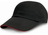 Result Headwear RC010P | Cappello / Berretto / Cappello In Cotone Pesante Drill Pro - Colore: Nero/Rosso - Taglia: Unica