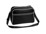 Bagbase BG14 | Borsa A Tracolla Retrò | 40 X 28 X 18 Cm - Colore: Nero/Bianco - Dimensioni: 40 X 28 X 18 Cm