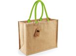 Westford Mill W407 | Classic Jute Shopper 42 X 33 X 19 Cm - Colore: Natural/Lime Green - Taglia: One Size