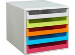 M&M 30050967 Schubladenbox Grau, GrüN, Orange, Blau, Rot Din A4 Mit 5 Schubladen