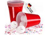 Vivaloo 50 Bicchieri Di Plastica Con 6 Palline - Bicchieri Riutilizzabili Per Giochi Alcolici, Bicchieri Lavabili In Lavastoviglie Da 16 Oz (473 Ml), Set Di Bicchieri Da Beer Pong Con Palline Da Ping Pong E Istruzioni