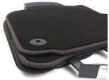 Tappetini Adatti Per Vw Golf 5 6 Scirocco Tappeto Auto Premium Velours 4 Pezzi Nero / Cuciture Decorative Rosso