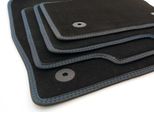 Tappetini Ford Kuga Ii (Dal 2017) Tappeto Auto In Velluto Originale Di 4 Pezzi, Blu Con Doppie Cuciture Decorative In Nabuk