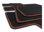 Tappetini Tesla Model 3 Premium Tappetini Auto Accessori Tuning Sport, (Trim Band Red) Tappeto Auto Velours Nero