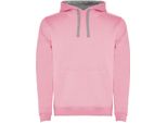 Felpa Con Cappuccio Urban Da Uomo, Spazzolata All'interno - Colore: Rosa Chiaro 48/Grigio Acqua 58 - Taglia: Xs