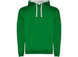 Felpa Con Cappuccio Urban Da Uomo, Interno Spazzolato - Colore: Kelly Green 20/White 01 - Taglia: Xs