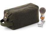 Quadra QD651 | Borsa Da Toilette Heritage In Tela Cerata Wash, 12 X 25 X 11 Cm - Colore: Verde Oliva - Dimensioni: 12 X 25 X 11 Cm