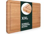 Tagliere Blumtal In 100% Bambù - Antisettico, Spessore 2 Cm, Tagliere In Legno Massiccio Con Scanalatura Per Il Succo, Tagliere In Legno, 45X30X2Cm