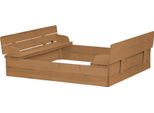 Sabbiere Robuste Apribili Con 2 Panchine, Legno Massiccio, Resistenti Alle Intemperie, Color Teak, 21,5X127X123,5 Cm