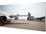 Spritzschutz 100x50 Wandkunst Flugzeug Flughafen Himmel Gebäude