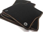 Tappetini Per Cupra Formentor / Facelift / Vz Adatto (Strisce Decorative Rame, Marrone) Premium Velours Tappetini Set 4 Pezzi Tappeto Auto