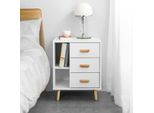 Sobuy FBT95-W Comodino Con 3 Cassetti E 2 Vani A Giorno Tavolino Da Divano Tavolino Da Telefono Wht Circa: 48X60X40Cm