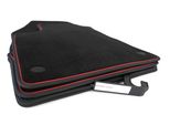 Tappetini Renault Clio 5 Tuning Sport Premium Tappetini Auto Accessori, Velours 4 Pezzi Nero, Banda Di Rifinitura Rossa