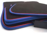 Tappetini Per Bmw E90 E91 M3 Edition (Blu, Rosso) Tappetini Per Auto Velours Premium In Pelle Nabuk Set Da 4 Pezzi