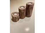 Set Di 3 Candelieri Rustici Ricavati Da Un Tronco Di Legno