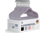 Blumtal 100 Pezzi Appendiabiti Salvaspazio Con Rivestimento In Velluto - Appendiabiti Antiscivolo Di Con Portacravatte, Ruotabile A 360°, Grigio