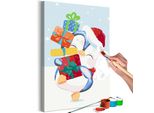 Tessuto Non Tessuto Painting By Numbers - Pinguino Con Regalo 40X60 Cm Animali N-A-1180-E-A