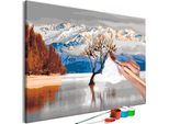 Pittura In Tessuto Non Tessuto Con Numeri - Lago Wanaka 60X40 Cm Paesaggi N-A-1225-E-A