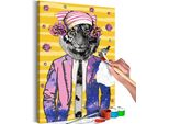 Tessuto Non Tessuto Pittura Per Numeri - Tigre Con Cappello 40X60 Cm Animali N-A-0600-E-A