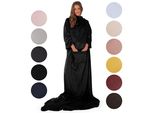 Blumtal Coperta Morbida Con Maniche - Coperta Accogliente Con Maniche, Coperta Con Maniche Certificata Oeko-Tex®, Coperta In Microfibra Con Copripiedi E 2 Tasche Frontali, 170X200 Cm, Nero