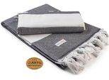 A&R AR056 | Asciugamano Hamamzz® Marmaris De Luxe - 100 X 180 Cm - Colore: Nero/Bianco - Dimensioni: 100 X 180 Cm