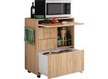 Carrello Di Servizio Per Mobili Da Cucina Kicha Sonoma Oak A. 86 X L. 70 X P. 40 Cm