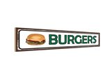 Vianmo Insegna In Legno 10X46 Cm Burger Fast Food