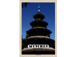 Vianmo Insegna In Legno 30X20 Cm MüNchen Chinesicher Turm Baukunst