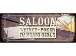 Vianmo Insegna In Legno 10X27 Cm Saloon Whisky Poker Dancing