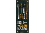 Vianmo Insegna In Legno 27X10 Cm Grill & Chill Lounge Grillen
