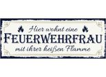 Vianmo Insegna In Legno 10X27 Cm Hier Wohnt Eine Feuerwehrfrau