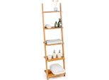 Costway Scaffale A Scala In Bambù, Libreria A 5 Livelli, Scaffale Stretto In Piedi, Per Ufficio, Soggiorno, 43 X 35 X 165 Cm