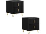 Sobuy Set Di 2 Comodini Con 2 Cassetti Tavolino Da Divano Tavolino Da Letto Comodino Cassettiera Nero Wht Circa 40X47X40Cm Fbt115-Schx2