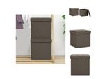Vidaxl Sgabello Con Vano Portaoggetti 2 Pz. Look Lino Marrone - Sedie E Sgabelli Pieghevoli