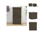 Vidaxl Sgabello Con Vano Portaoggetti 2 Pz. Look Lino Marrone Scuro - Sedie E Sgabelli Pieghevoli