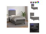 Vidaxl Letto A Molle Insacchettate Con Materasso E Led Grigio 90X190 Cm In Pelle Finta - Letti & Strutture Letto