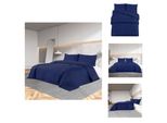 Vidaxl Set Di Biancheria Da Letto Blu Navy 135X200 Cm In Cotone - Copripiumino