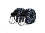 Cintura Elastica Hemmy ( Confezione Da 2 ) 85Cm "Grigio/Blu/Nero"" Cintura Intrecciata Molte Varianti - Cintura In Tessuto Elastico Cintura Elastica Senza Fori Unisex"