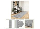 The Living Store Tappeto Shaggy Pamplona A Pelo Profondo Grigio Moderno 80X250 Cm