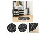 The Living Store Tappeto Shaggy A Pelo Alto Moderno Nero E Crema Ø 80 Cm