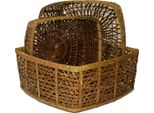Cestino In Rattan Cestino In Rattan E Bambù Fatto A Mano Pezzo Unico, Piccolo 31X31X10 Cm
