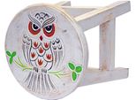 Sgabello In Legno Per Bambini Sgabello Sgabello Poggiapiedi Sgabello In Legno Massiccio Sedia Con Decorazione A Motivo Animale Bianco, Gufo