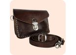Borsa In Pelle Tanger 12X16Cm In Vera Pelle - Può Essere Indossata Come Borsa A Tracolla E Borsa Da Cintura, Marrone Scuro