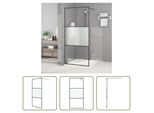 The Living Store Schermo Doccia Per Cabina Doccia Nero 90X195Cm Semi-Opaco Esg
