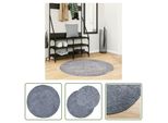 The Living Store Tappeto Shaggy A Pelo Alto Moderno Blu Ø 100 Cm