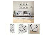 The Living Store Tappeto Shaggy A Pelo Alto Moderno Crema E Nero 100X200 Cm