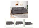 The Living Store Divano A 3 Posti Con Cuscini Decorativi Grigio 180 Cm In Ecopelle