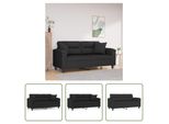 The Living Store Divano A 2 Posti Con Cuscini Nero 140 Cm In Tessuto Microfibra